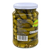 SANNITI Cornichons 350g jar back label with ingredients, Product of Spain