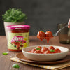 Vegan pea protein balls in tomato sauce