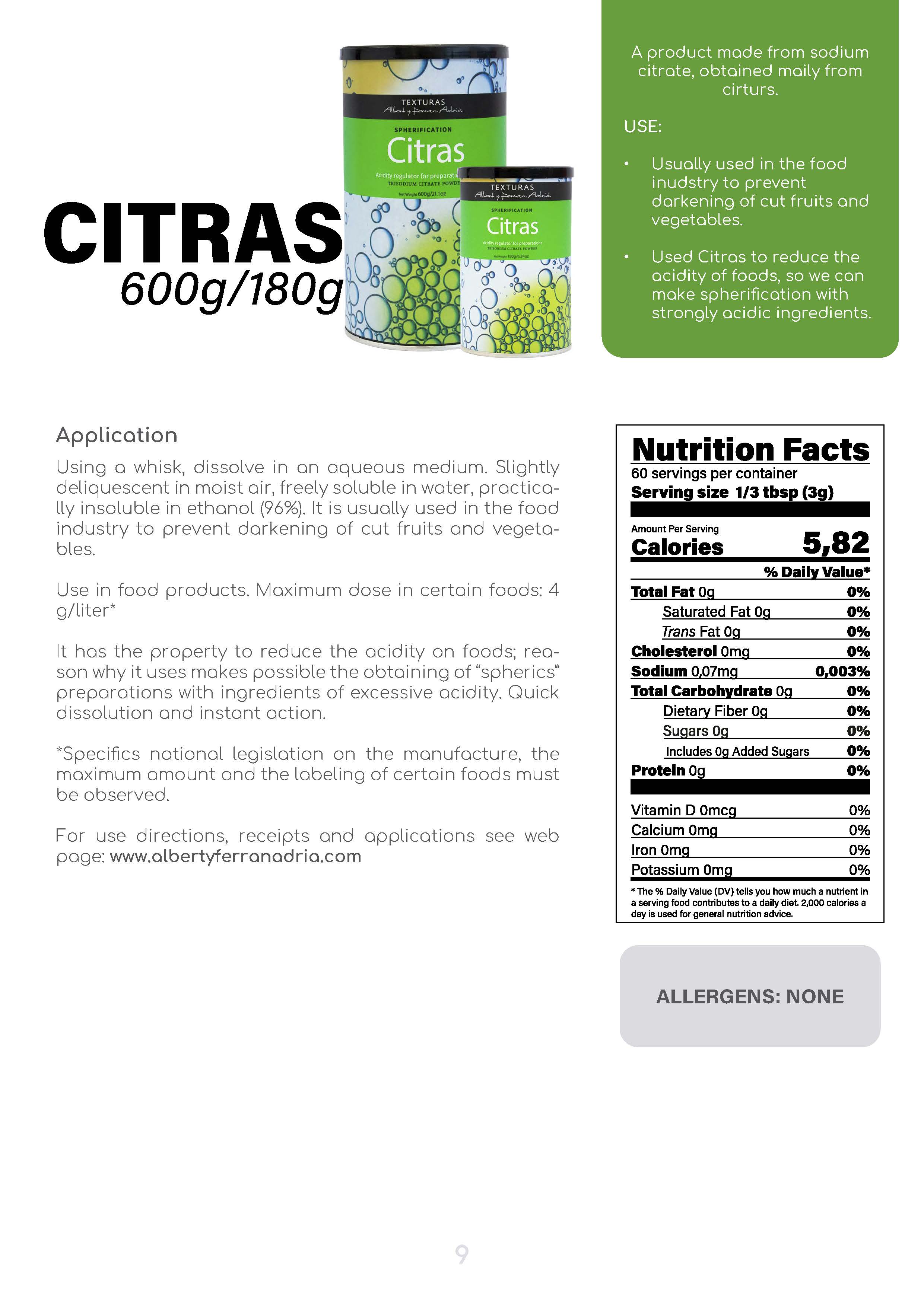 Texturas Citras fact sheet