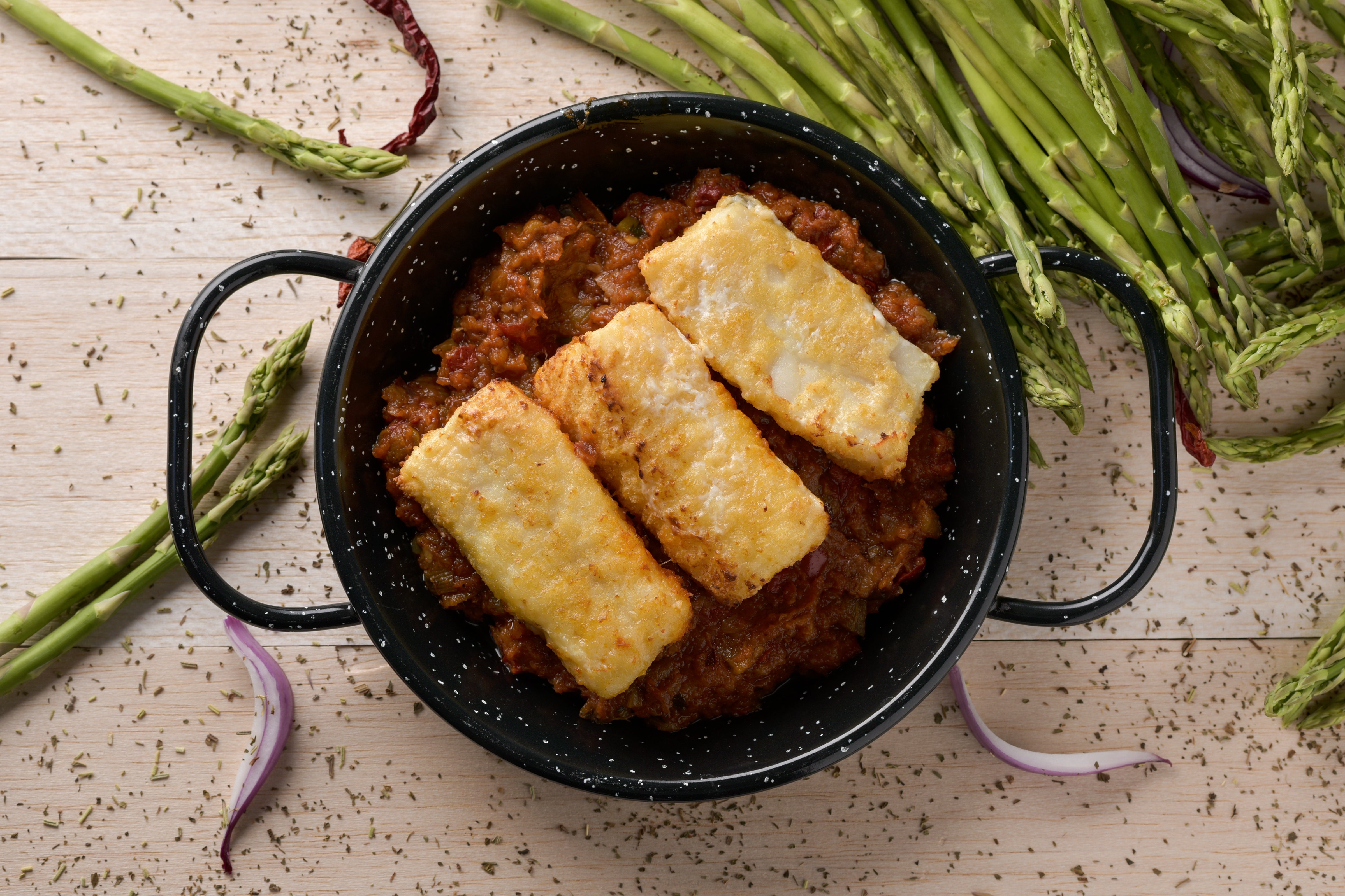 Fried Cod fish on a pan