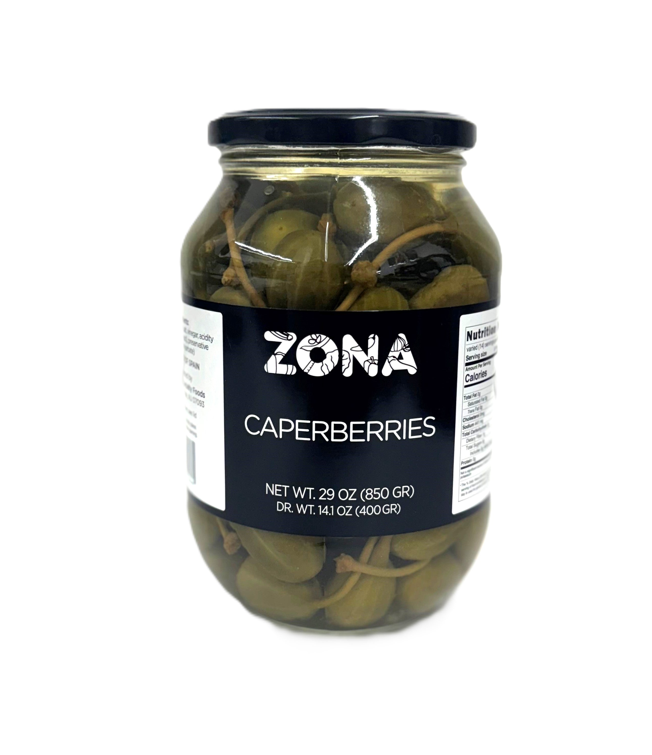 Caperberries in Natural Brine Glass Jar | Caliber 15-18mm - ZONA